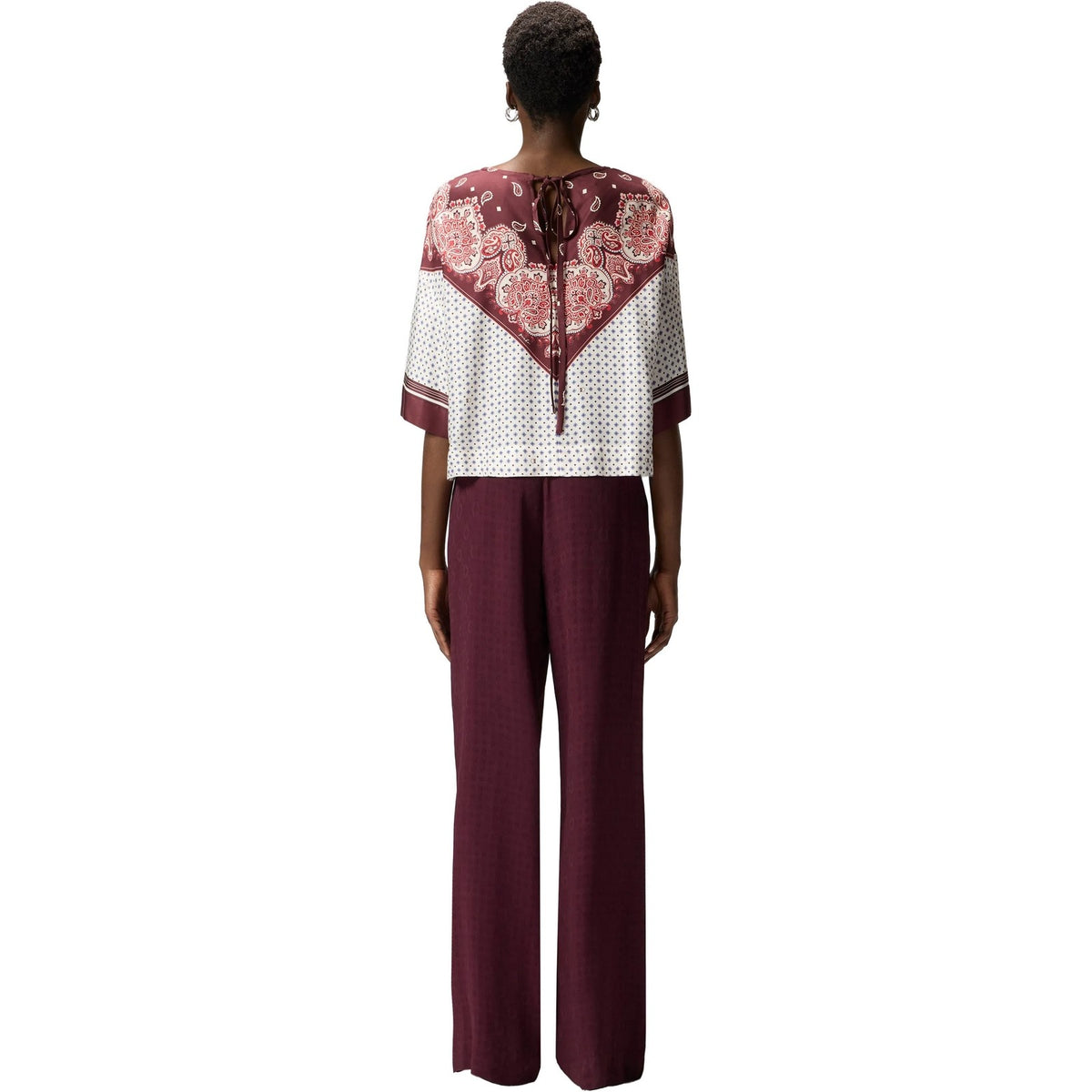 Bluse Donna Pinko - Betsy Blusa Twill Stampa Foula - Bordeaux