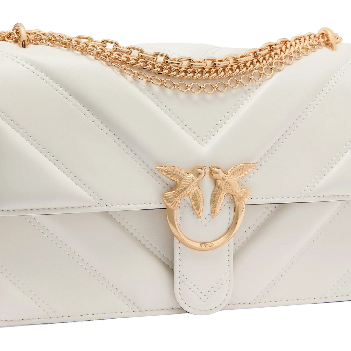 Borse a spalla Donna Pinko - Love One Classic Tripla Catena - Bianco