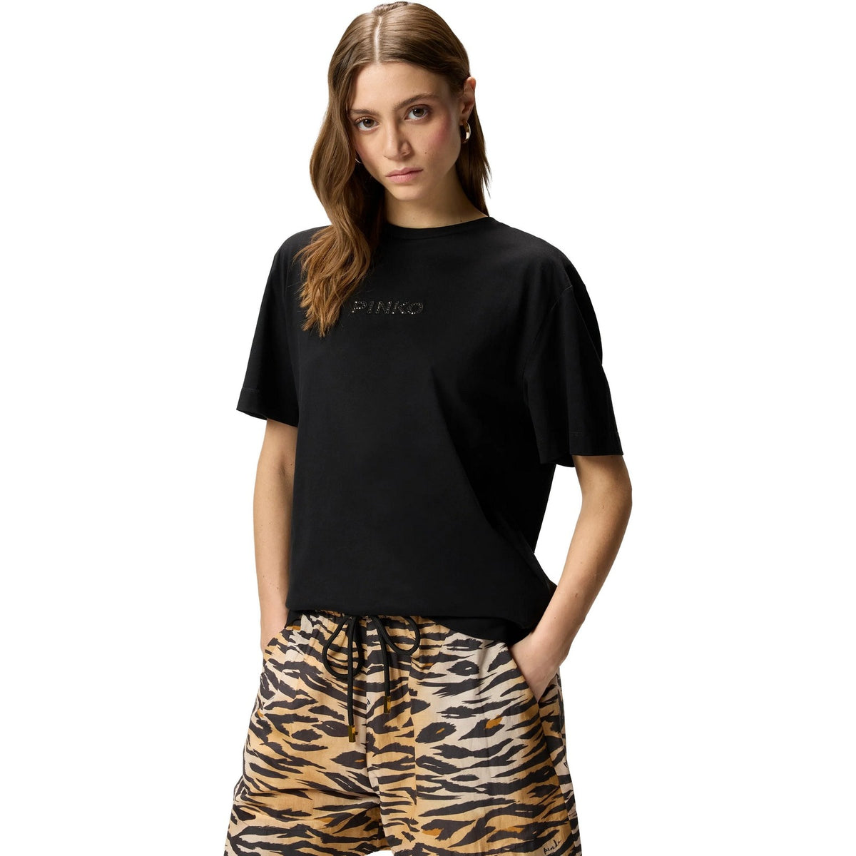 T-shirt Donna Pinko - Strepitoso T-Shirt Jersey Logo - Nero