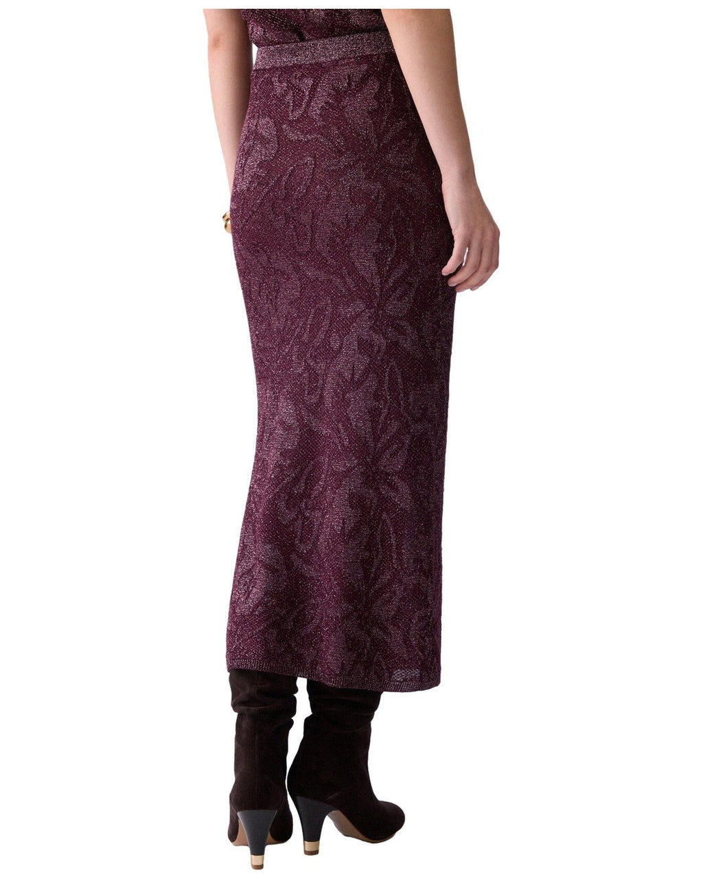 Gonne casual Donna Liu Jo - Knit Longuette Lamé Punto Pizz - Bordeaux