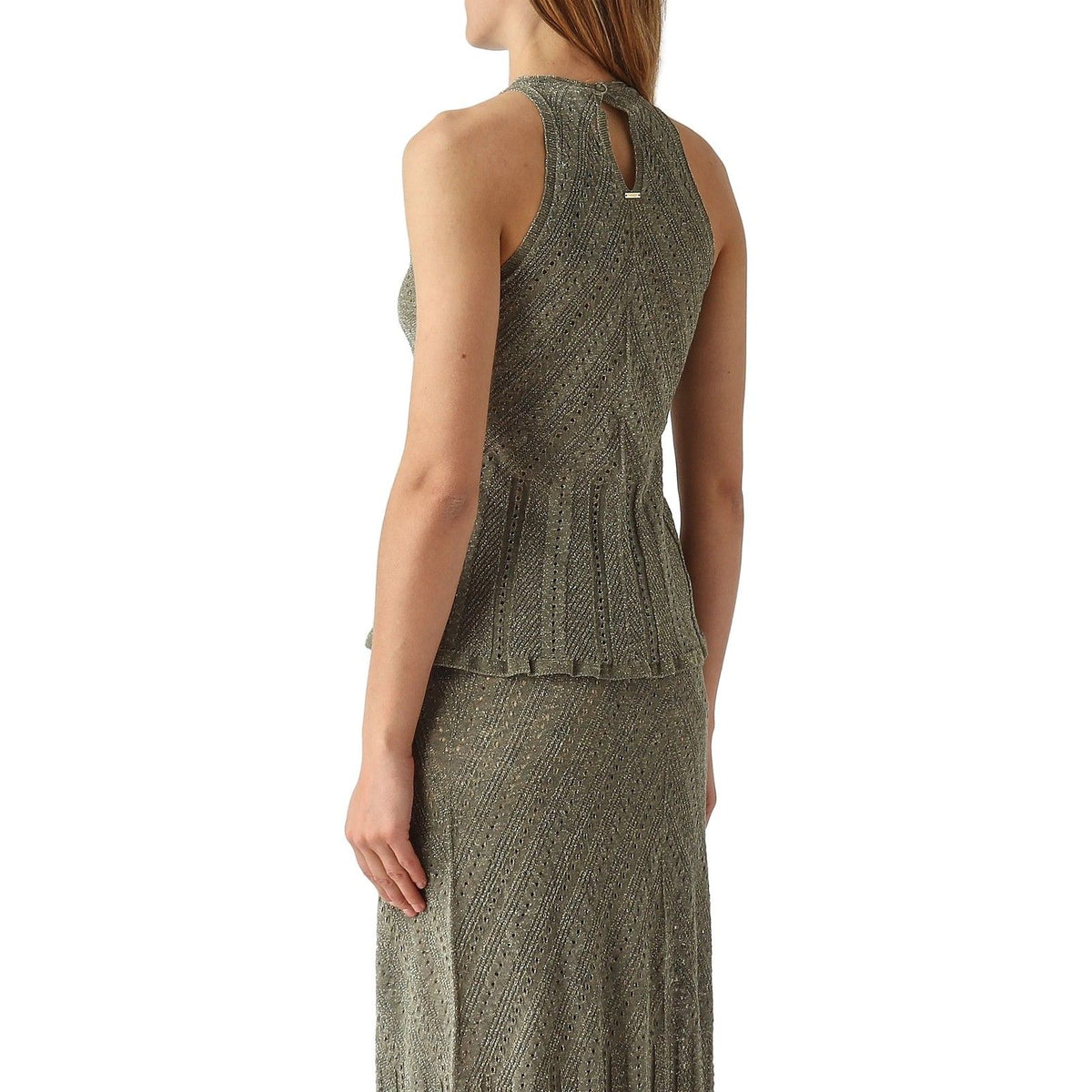 Canotte e top Donna Twinset - Top In Maglia Punzonata Chevron - Verde