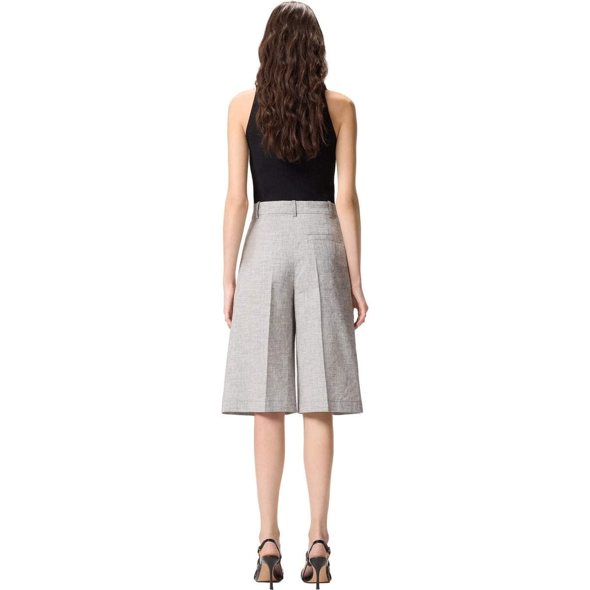 Pantaloncini Donna Pinko - Angera Bermuda Fiammato Lino C - Grigio