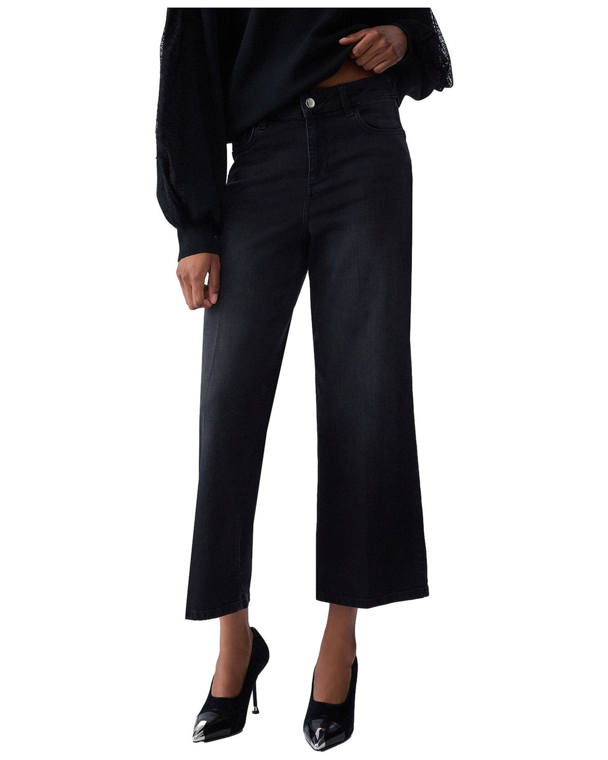Jeans Donna Liu Jo - B.Up Flare Cropped Reg.W. - Nero