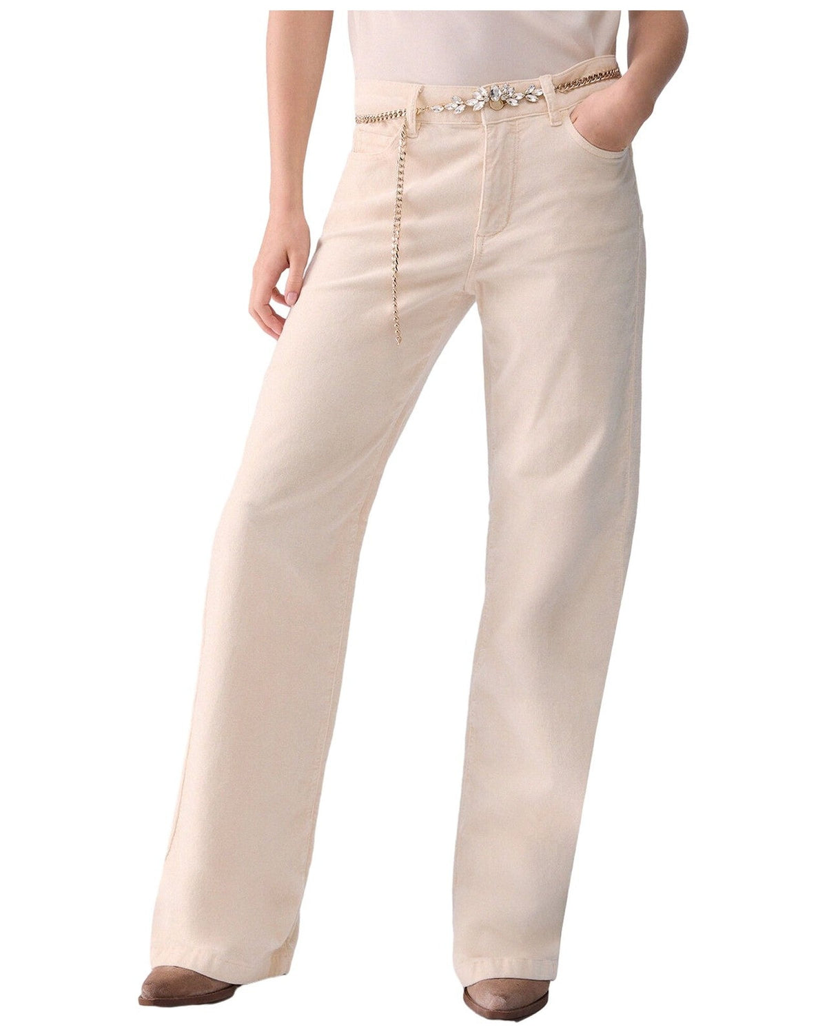 Pantaloni Donna Liu Jo - B.Up Good Flare H.W. - Panna