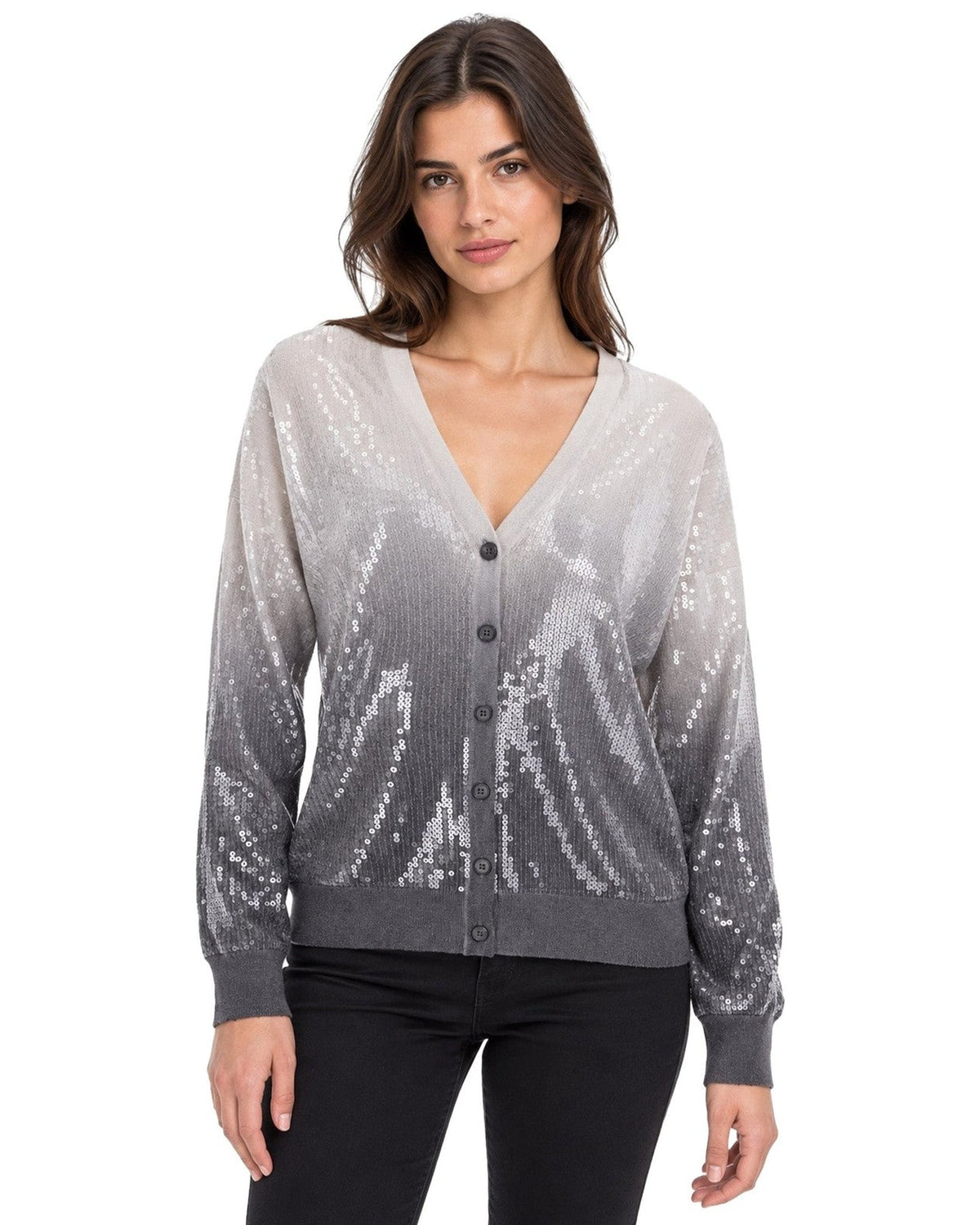 Cardigan Donna Liu Jo - Ecs Maglia Aperta Shaded Print - Grigio