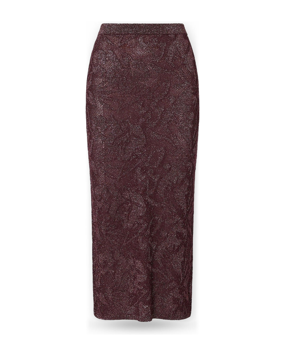Gonne casual Donna Liu Jo - Knit Longuette Lamé Punto Pizz - Bordeaux