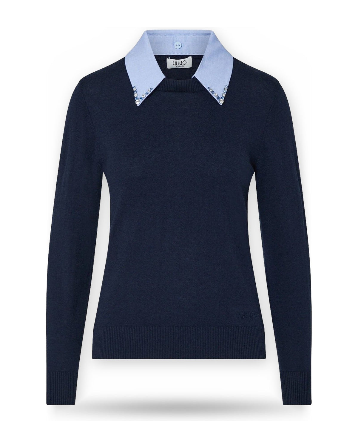 Maglie Donna Liu Jo - Maglia Chiusa Colletto Popelin - Blu