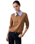 Maglie Donna Liu Jo - Maglia Chiusa Colletto Popelin - Marrone