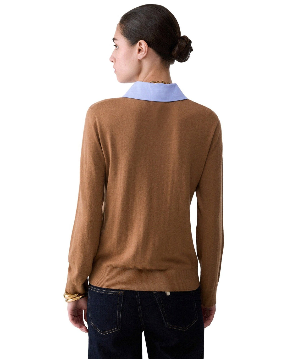 Maglie Donna Liu Jo - Maglia Chiusa Colletto Popelin - Marrone