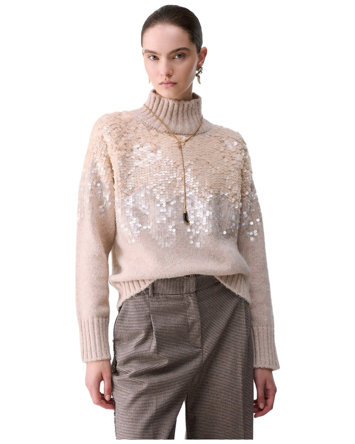 Maglie Donna Liu Jo - Maglia Chiusa M/L Ricamo Paill - Oro