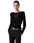 Maglie Donna Liu Jo - Maglia Chiusa M/L Rouches Tess CF6042 - Nero