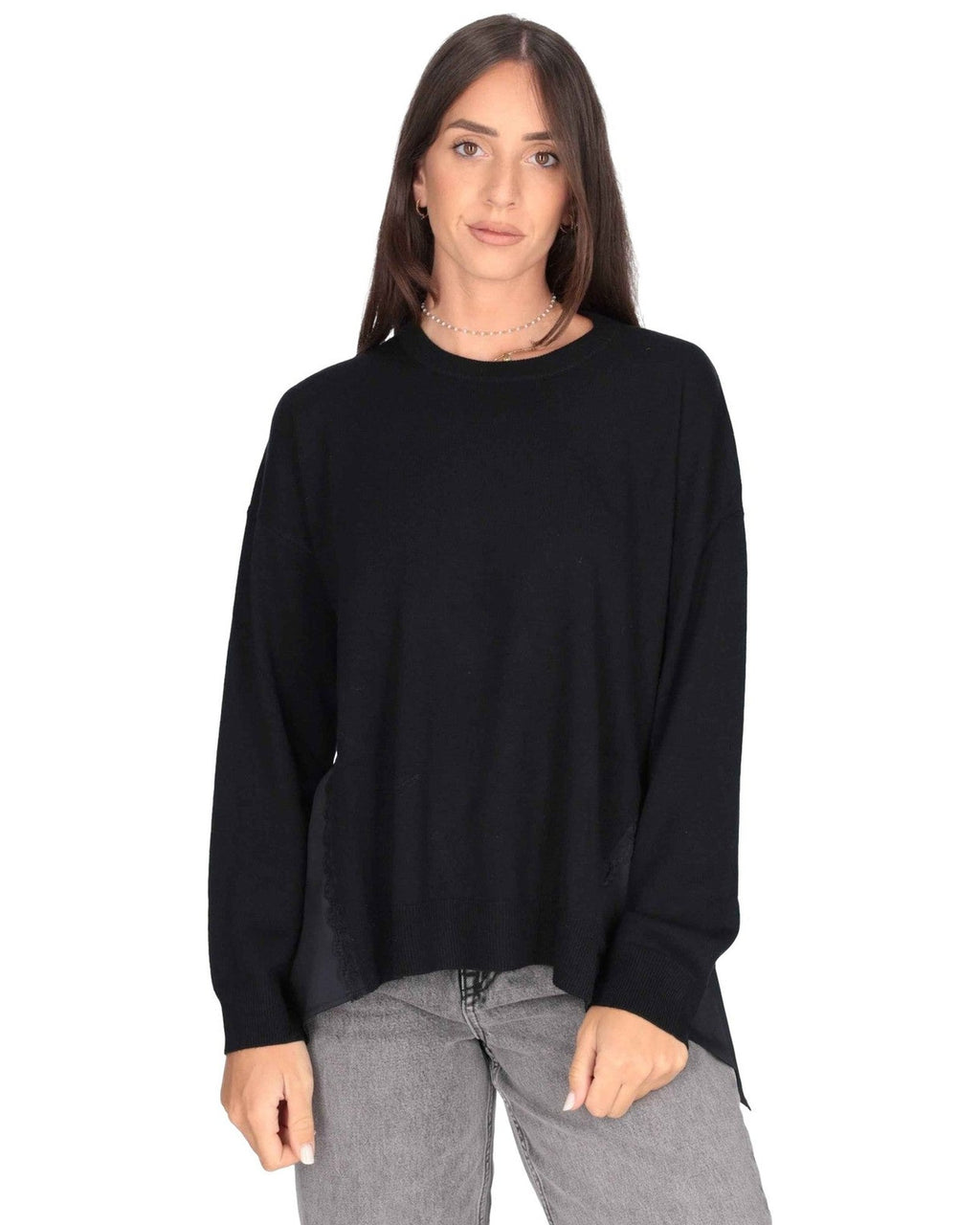 Maglie Donna Liu Jo - Maglia M/L Spicchi Lateral - Nero