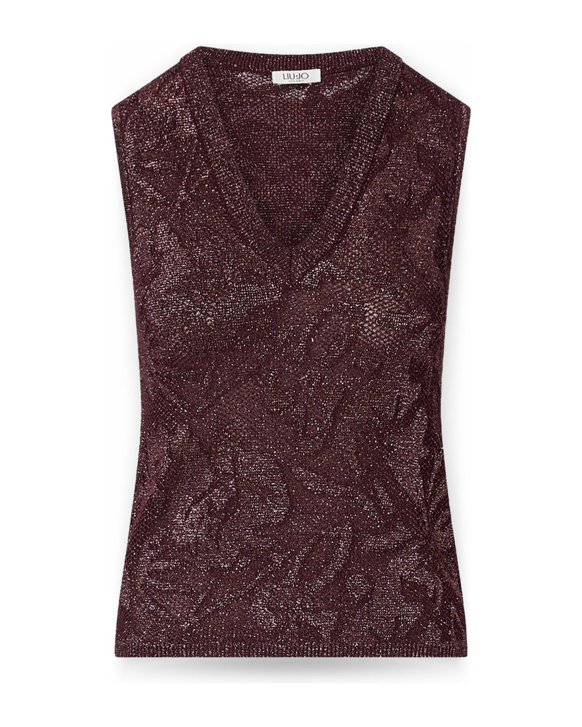 Canotte e top Donna Liu Jo - Maglia S/M In Lamé Punto Pizzo - Bordeaux