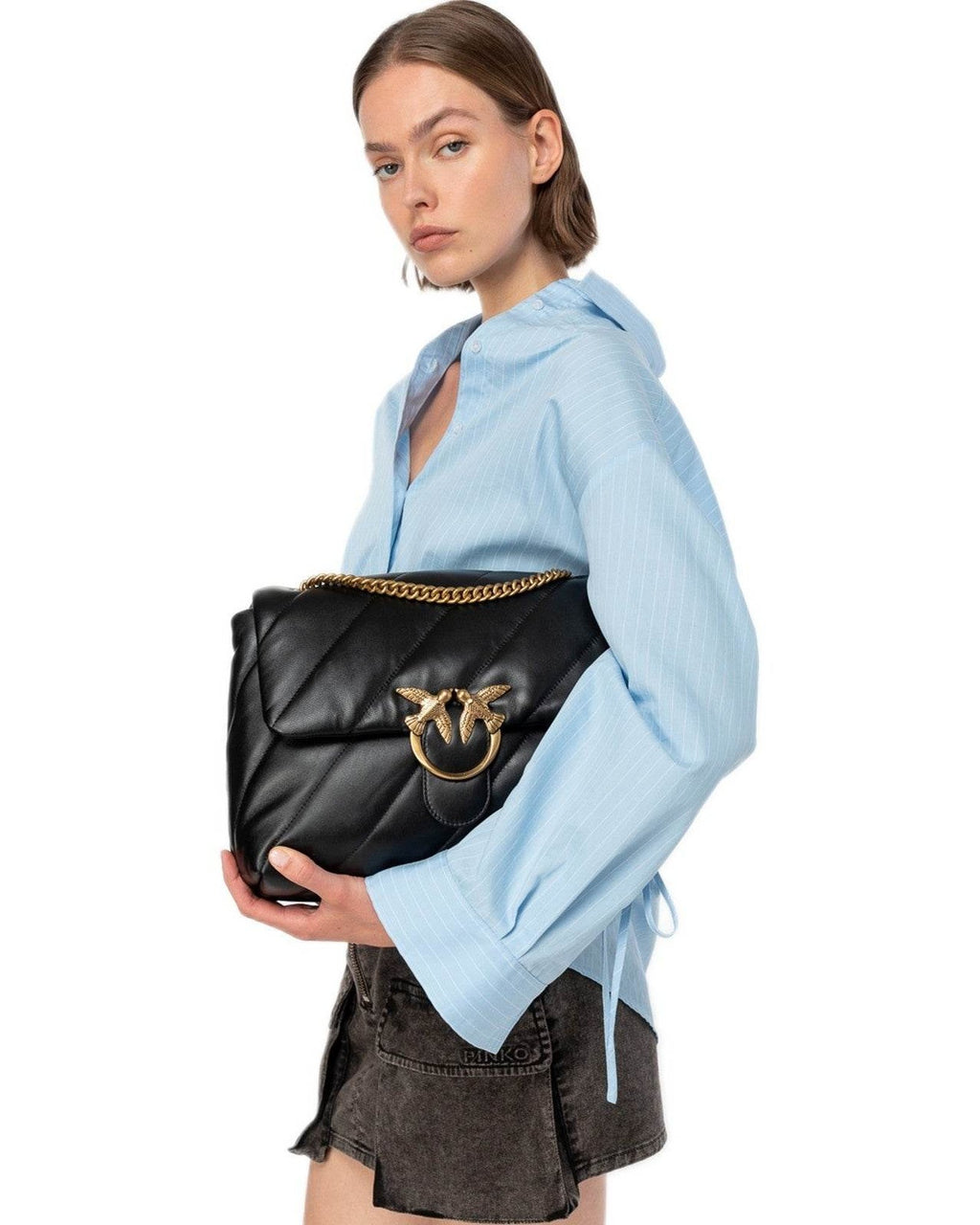 Borse a spalla Donna Pinko - Love Big Puff Cl Sheep Nappa - Nero