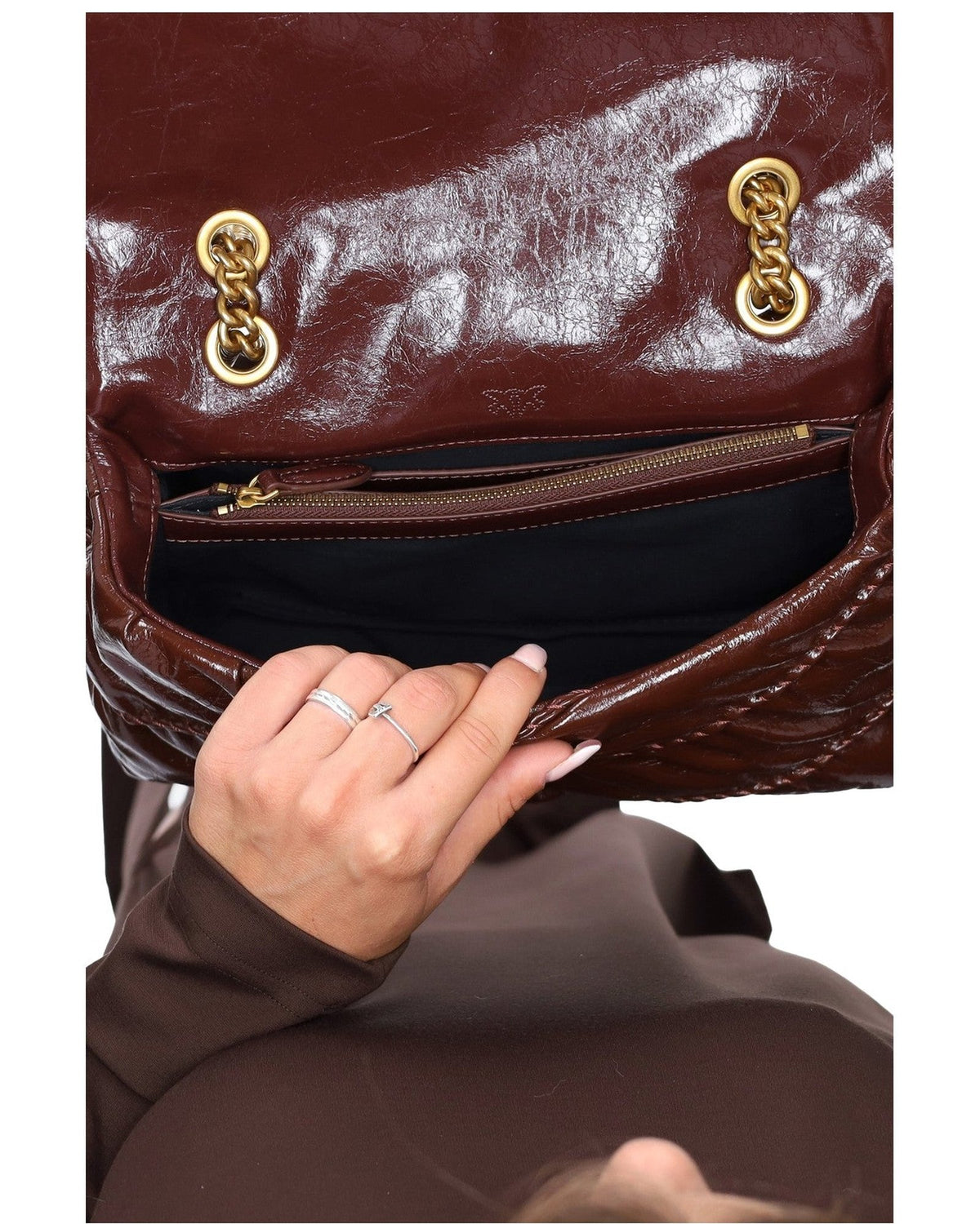Borse a mano Donna Pinko - Love Puff Crinckle Classic New - Castano Intenso