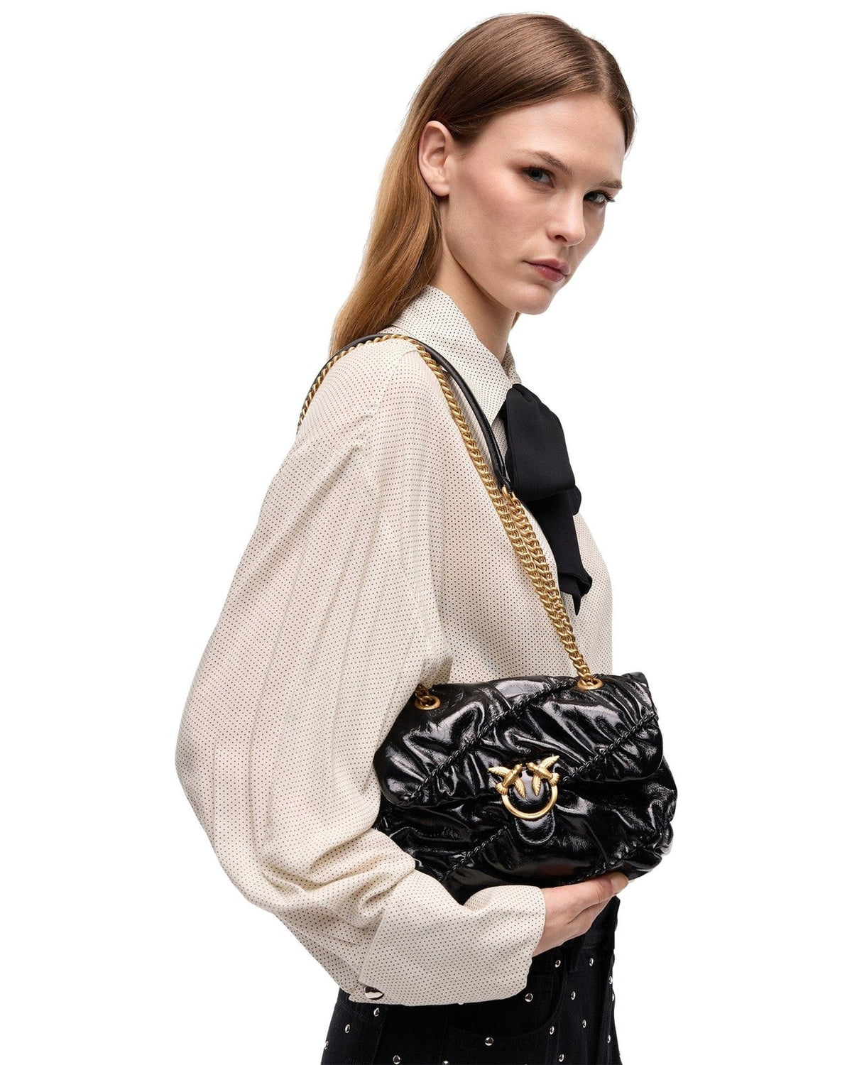 Borse a spalla Donna Pinko - Love Puff Crinckle Mini New Sh - Nero