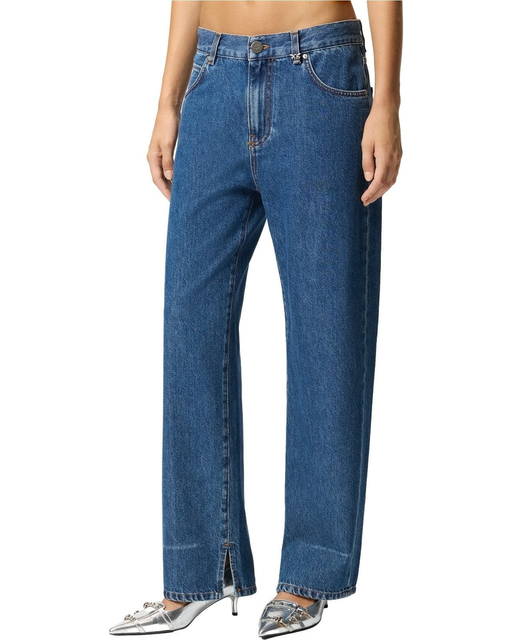 Pantaloni Donna Pinko - Lovely Loose Soft Ocean Denim - Blu