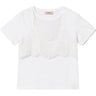 T-shirt Donna Twinset - T-Shirt Jersey Con Tulle E Pizzo - Bianco