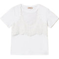 T-shirt Donna Twinset - T-Shirt Jersey Con Tulle E Pizzo - Bianco