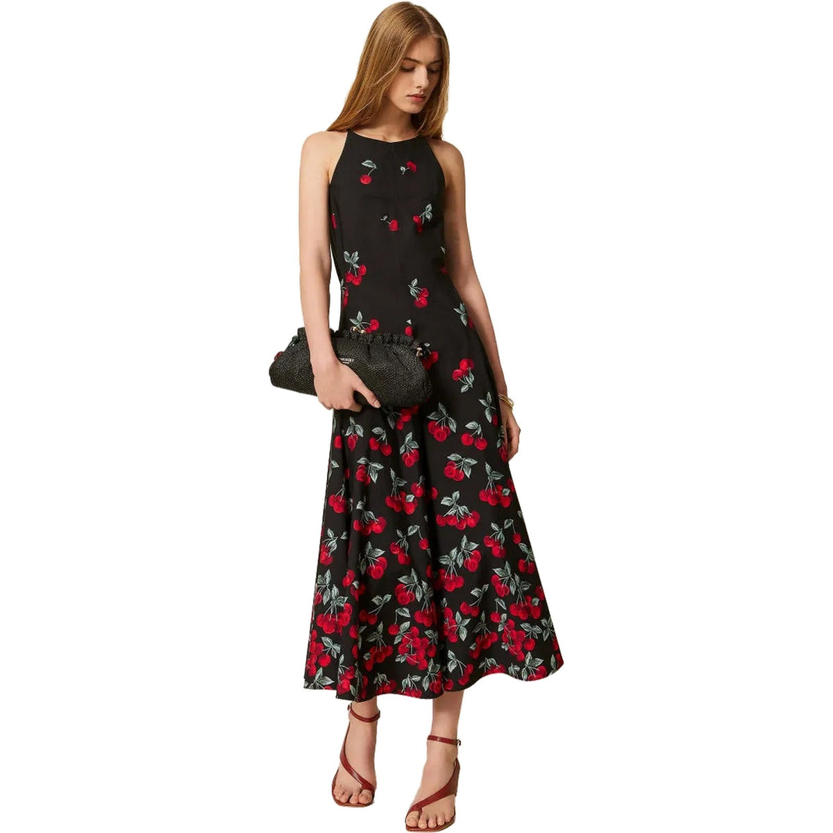 Vestiti da sera e cerimonia Donna Twinset - Abito Lungo Scollo Americana - Rosso