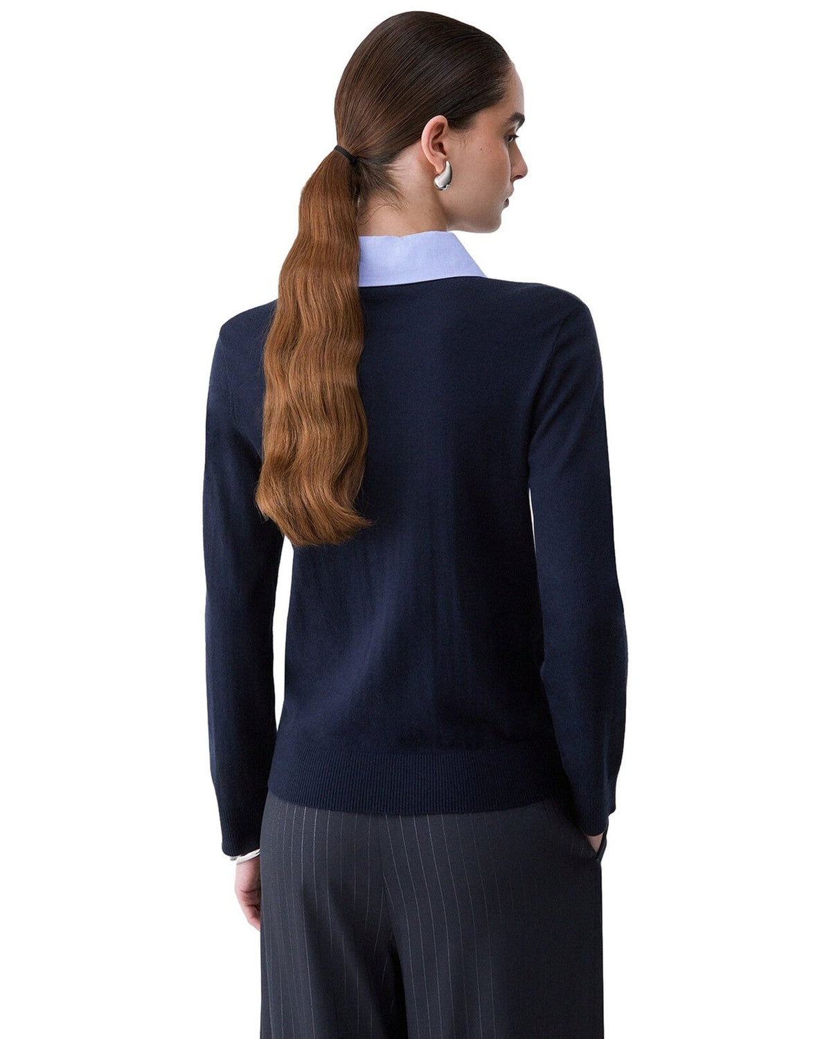 Maglie Donna Liu Jo - Maglia Chiusa Colletto Popelin - Blu