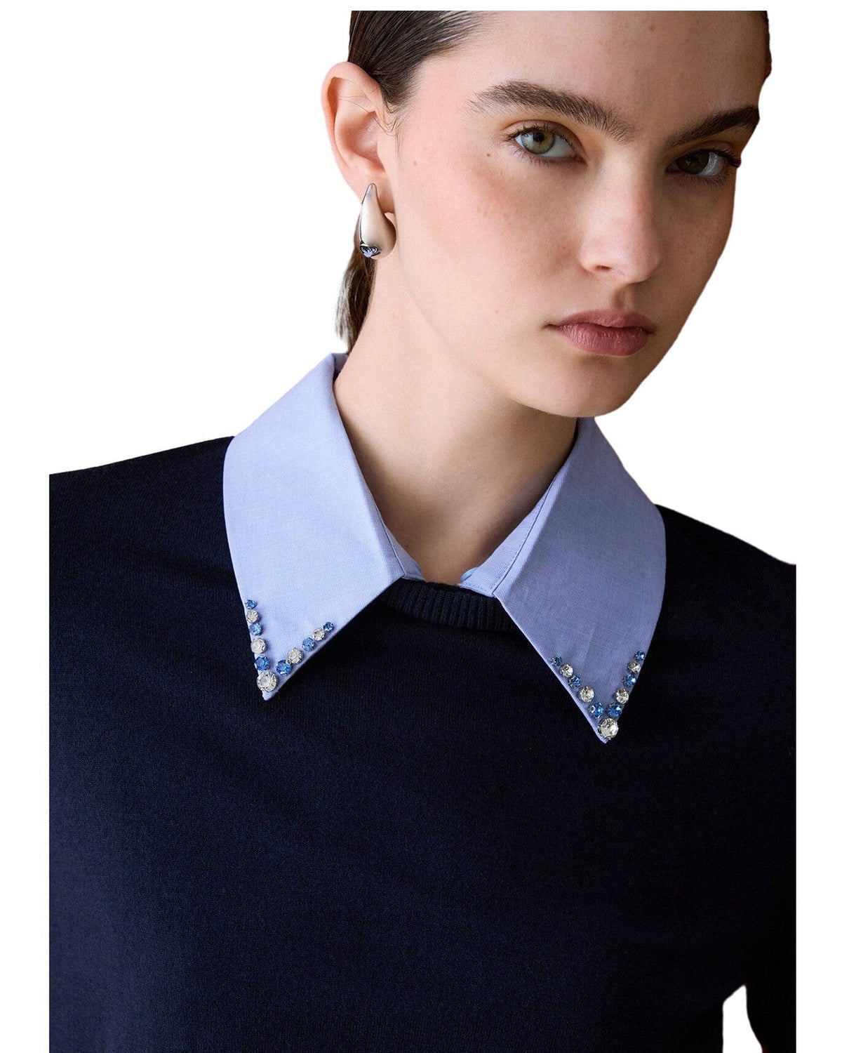 Maglie Donna Liu Jo - Maglia Chiusa Colletto Popelin - Blu