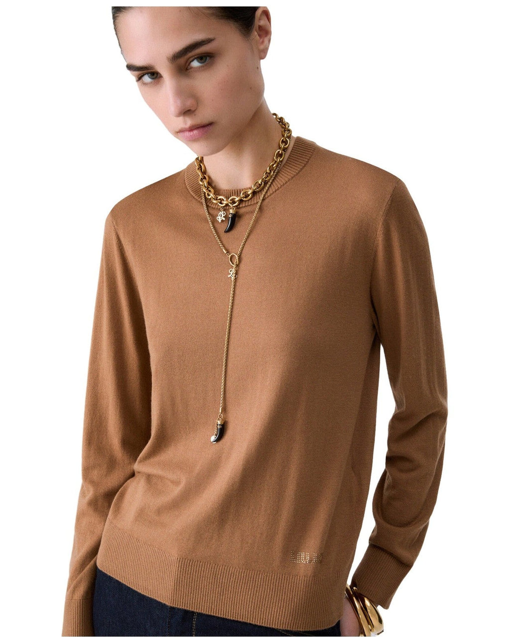 Maglie Donna Liu Jo - Maglia Chiusa Colletto Popelin - Marrone