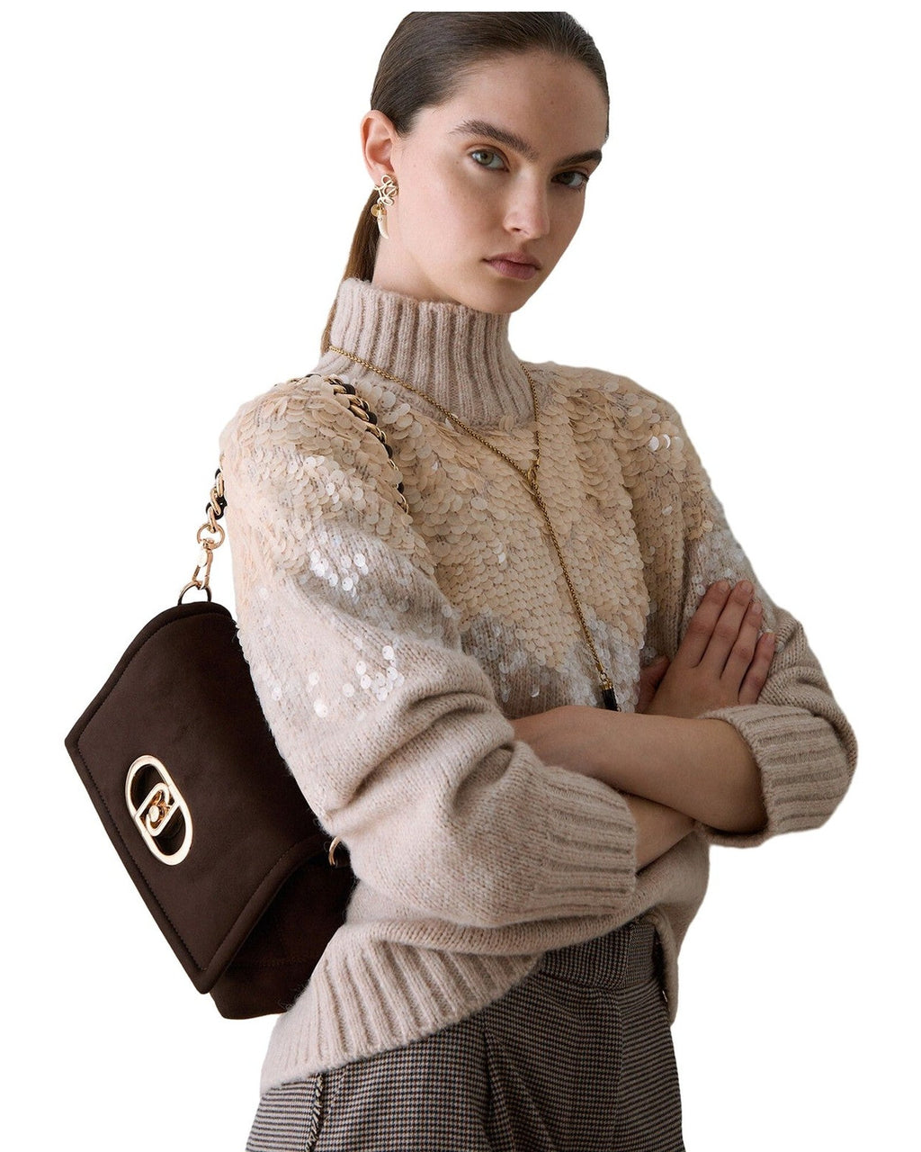 Maglie Donna Liu Jo - Maglia Chiusa M/L Ricamo Paill - Oro