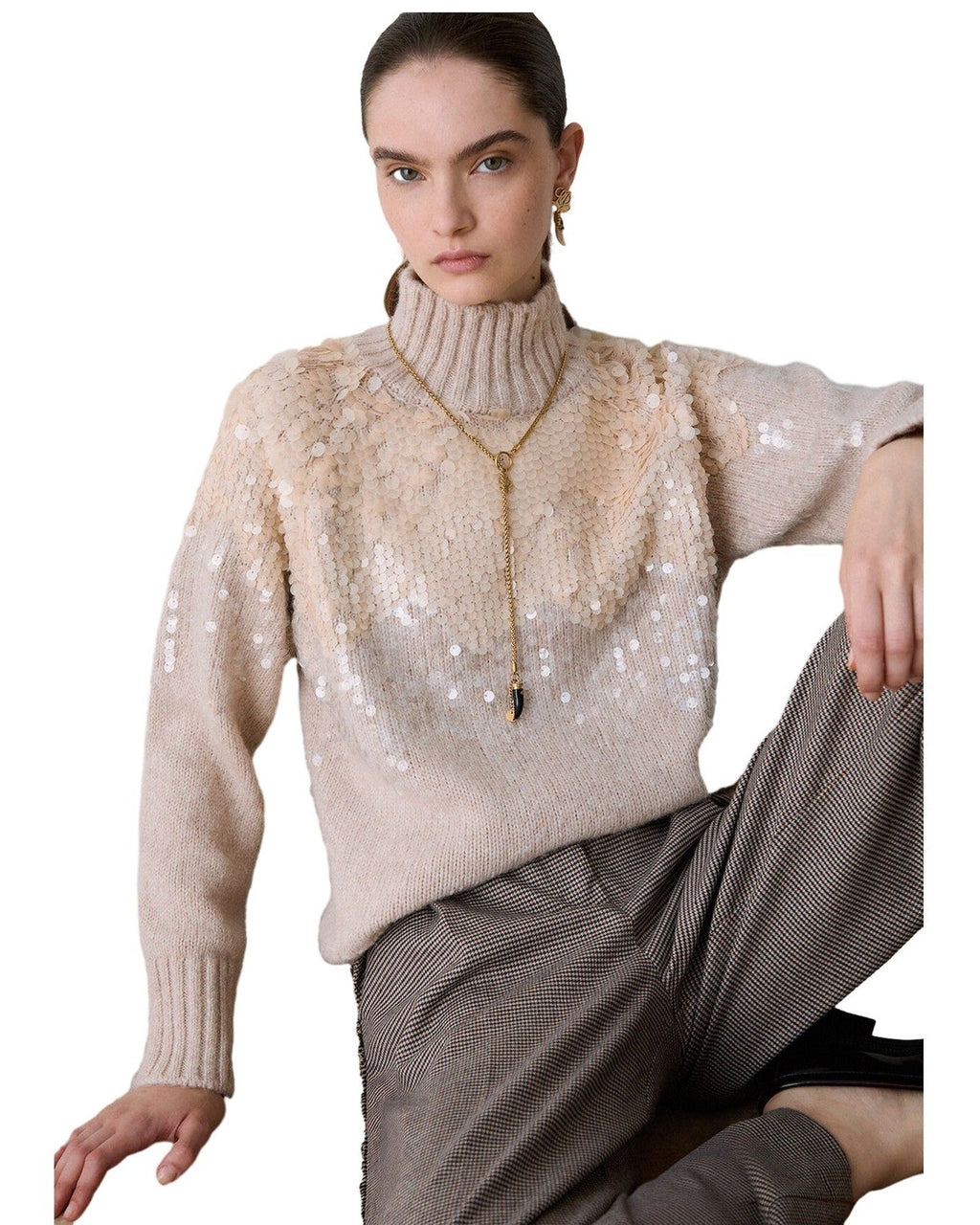 Maglie Donna Liu Jo - Maglia Chiusa M/L Ricamo Paill - Oro