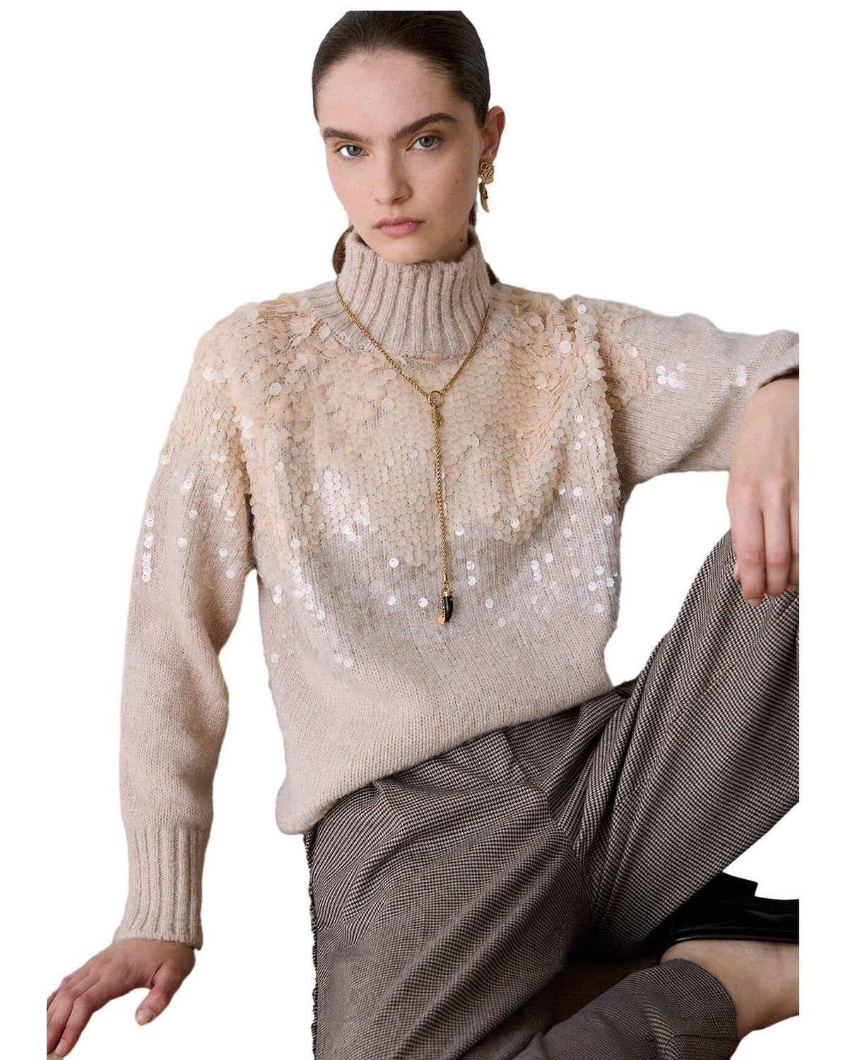Maglie Donna Liu Jo - Maglia Chiusa M/L Ricamo Paill - Oro