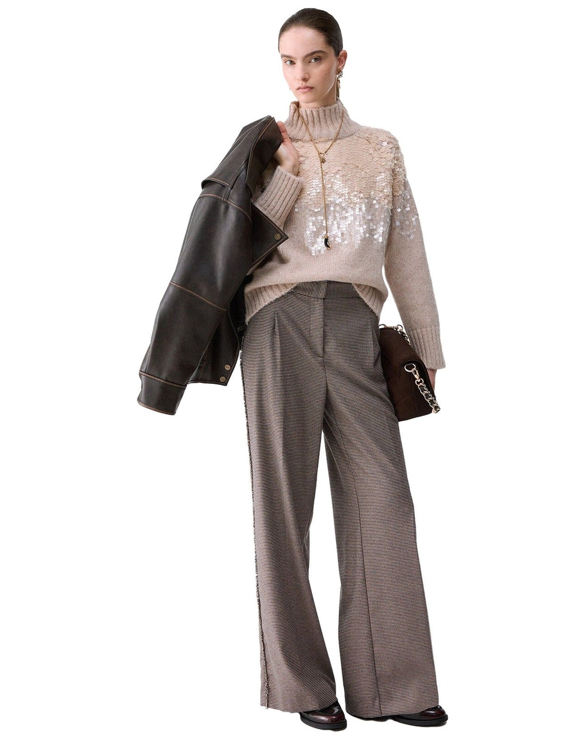 Maglie Donna Liu Jo - Maglia Chiusa M/L Ricamo Paill - Oro