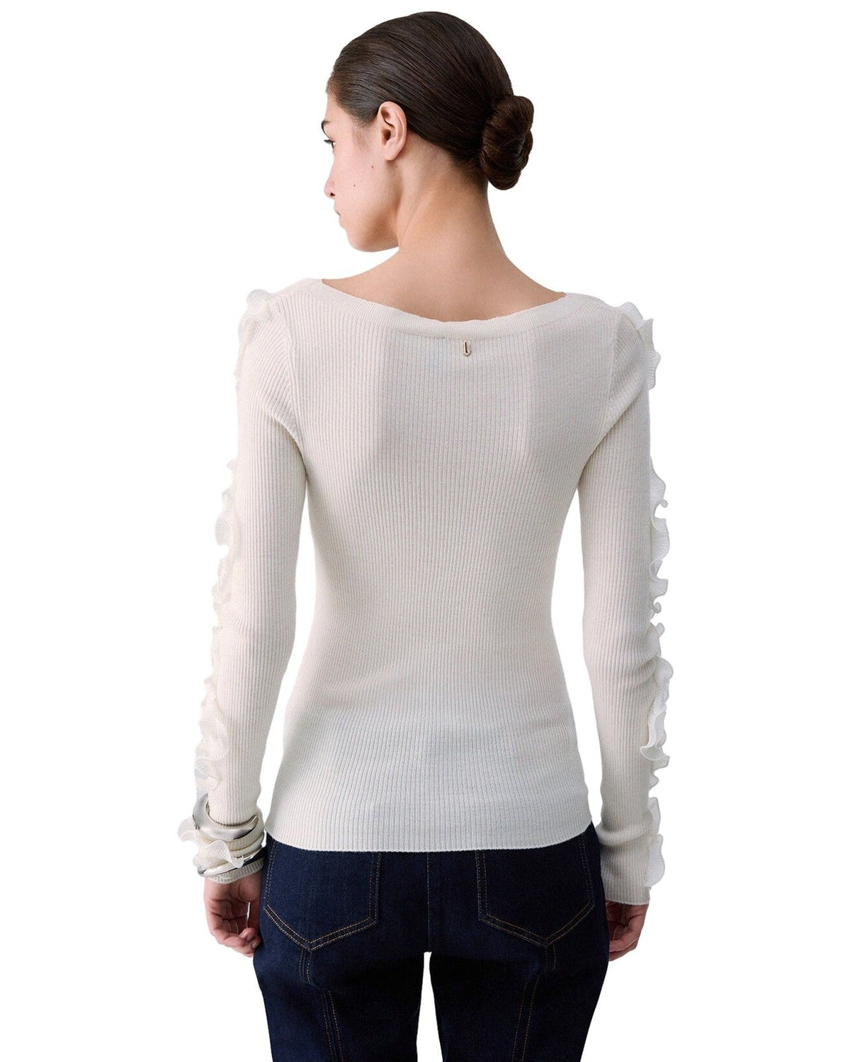 Maglie Donna Liu Jo - Maglia Chiusa M/L Rouches Tess CF6042 - Bianco