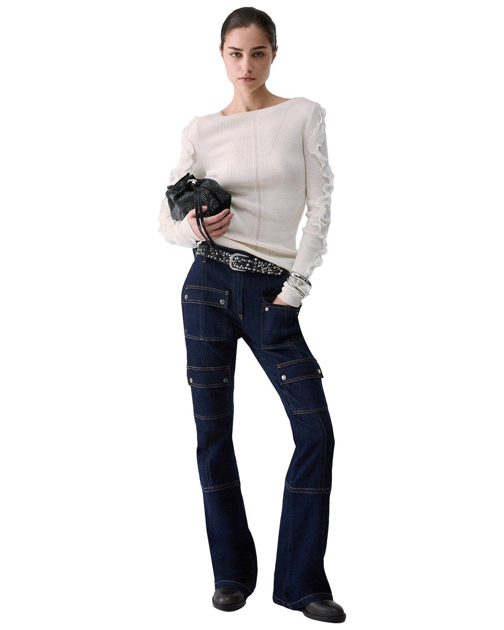 Maglie Donna Liu Jo - Maglia Chiusa M/L Rouches Tess CF6042 - Bianco