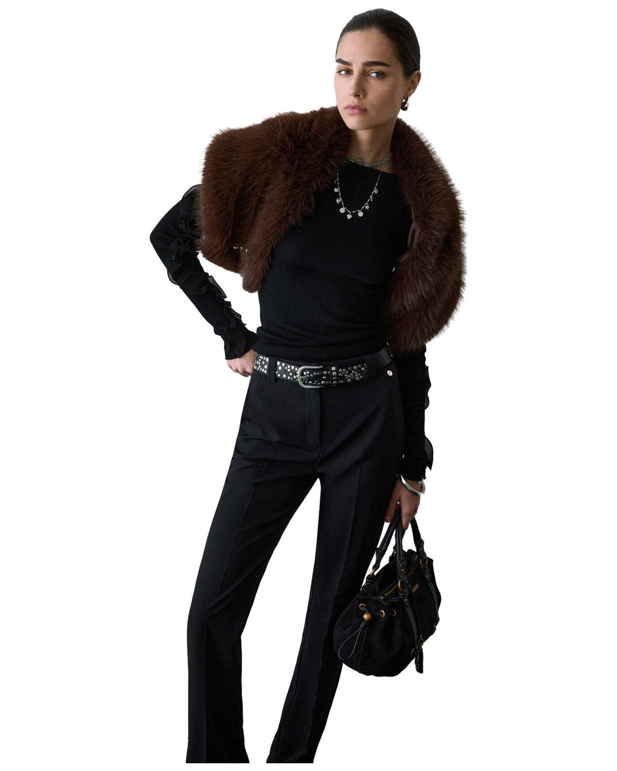 Maglie Donna Liu Jo - Maglia Chiusa M/L Rouches Tess CF6042 - Nero