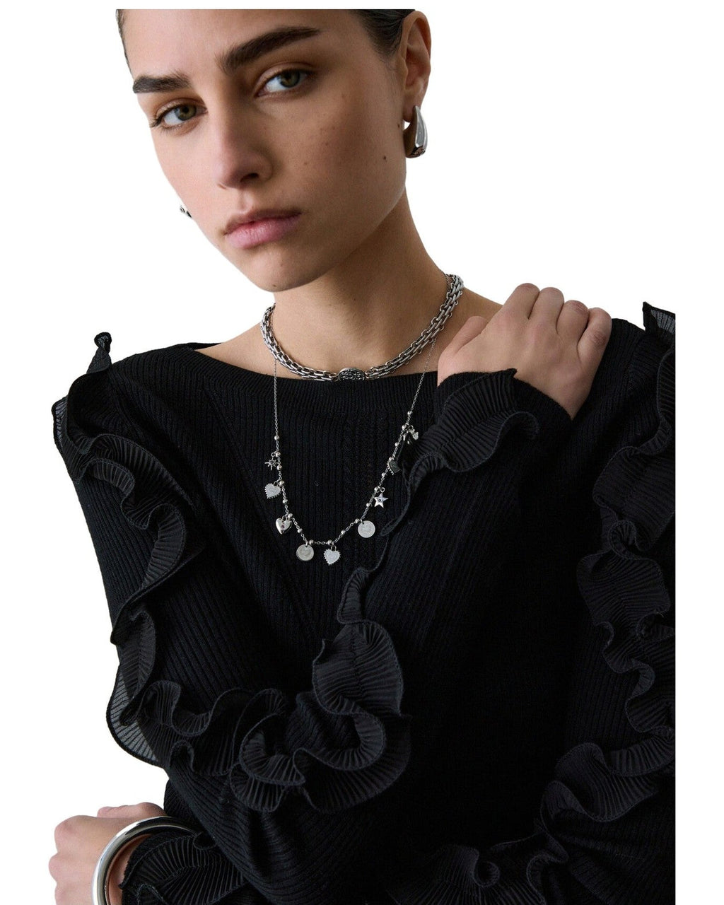 Maglie Donna Liu Jo - Maglia Chiusa M/L Rouches Tess CF6042 - Nero