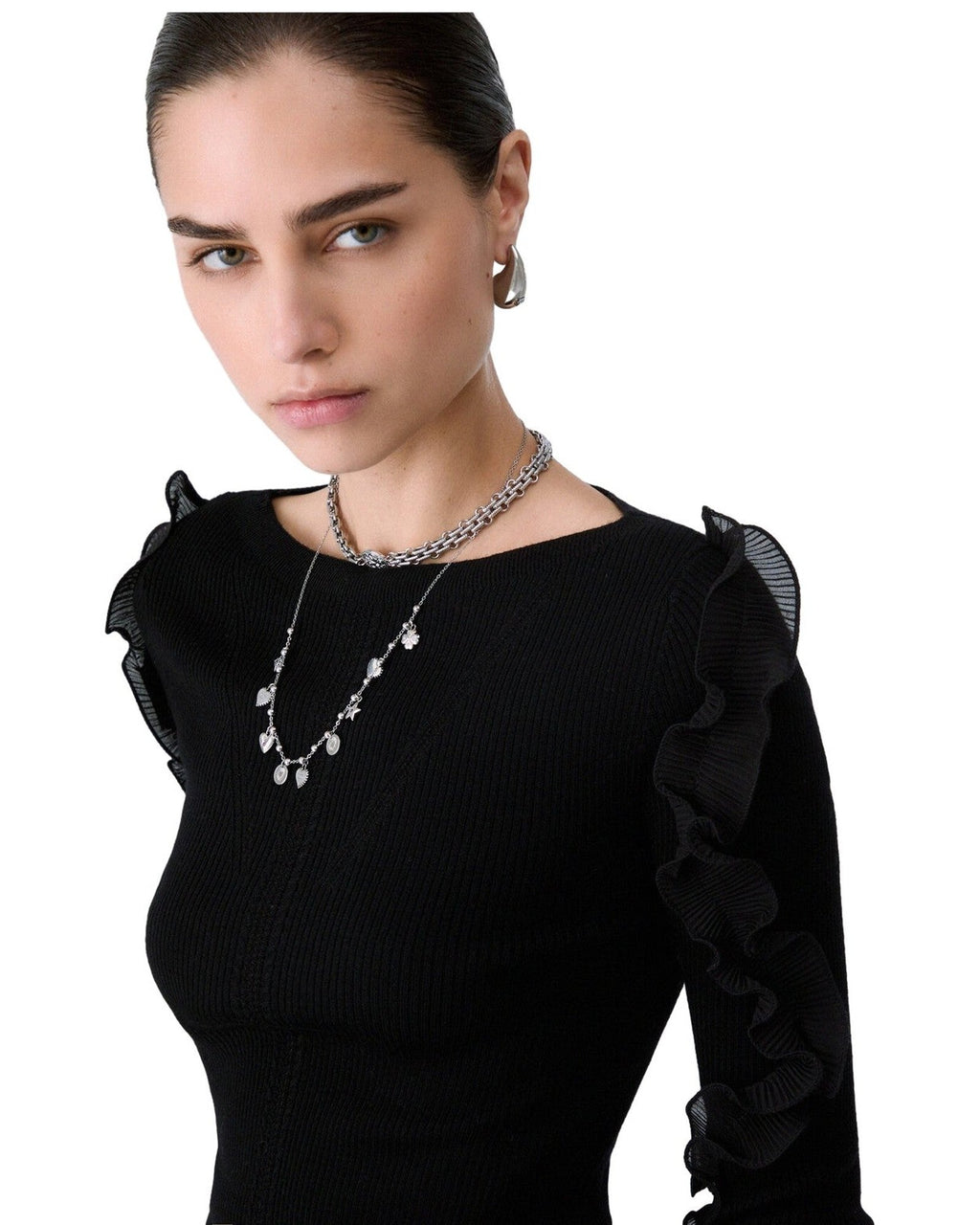 Maglie Donna Liu Jo - Maglia Chiusa M/L Rouches Tess CF6042 - Nero