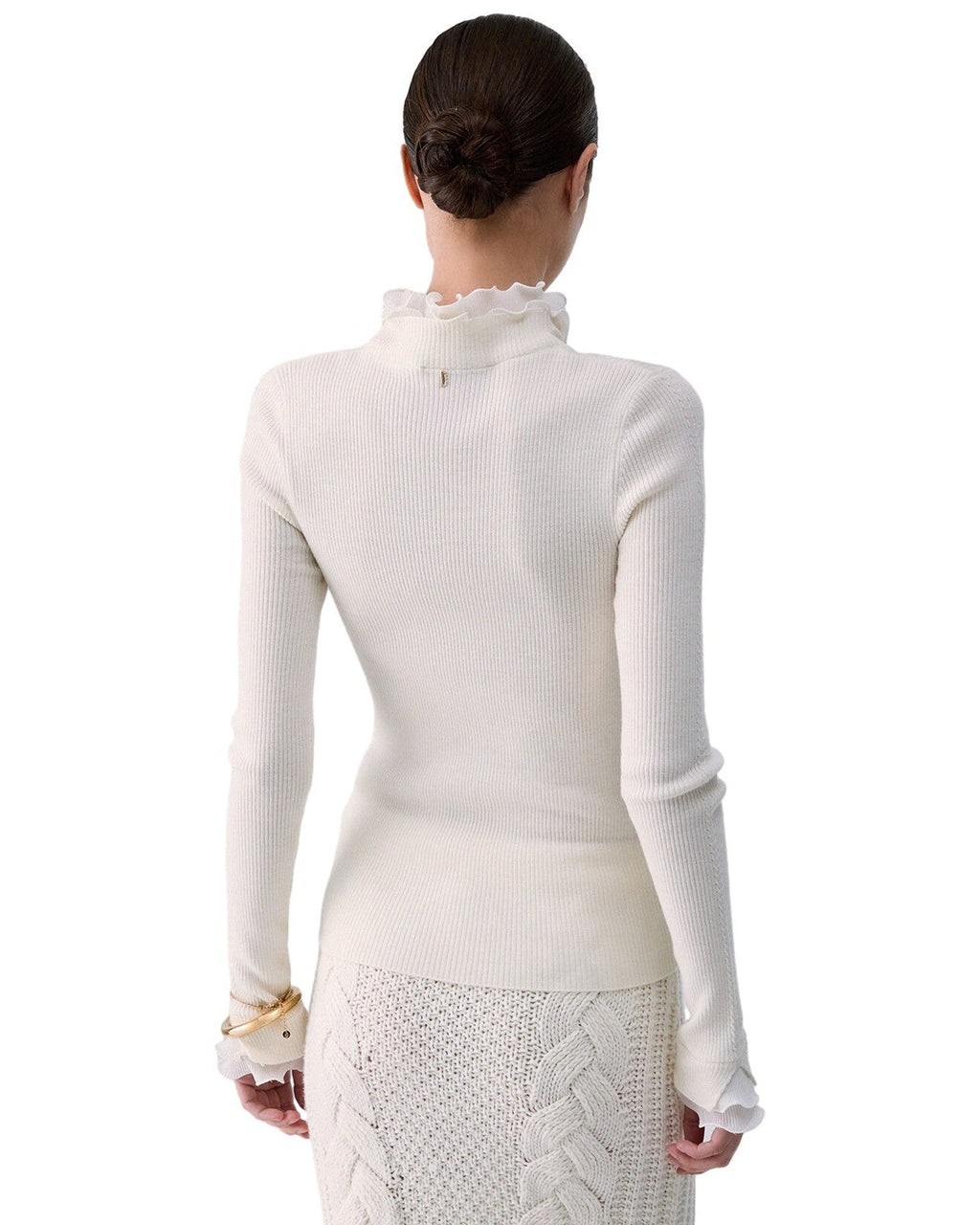 Maglie Donna Liu Jo - Maglia Chiusa M/L Rouches Tess CF6043 - Bianco