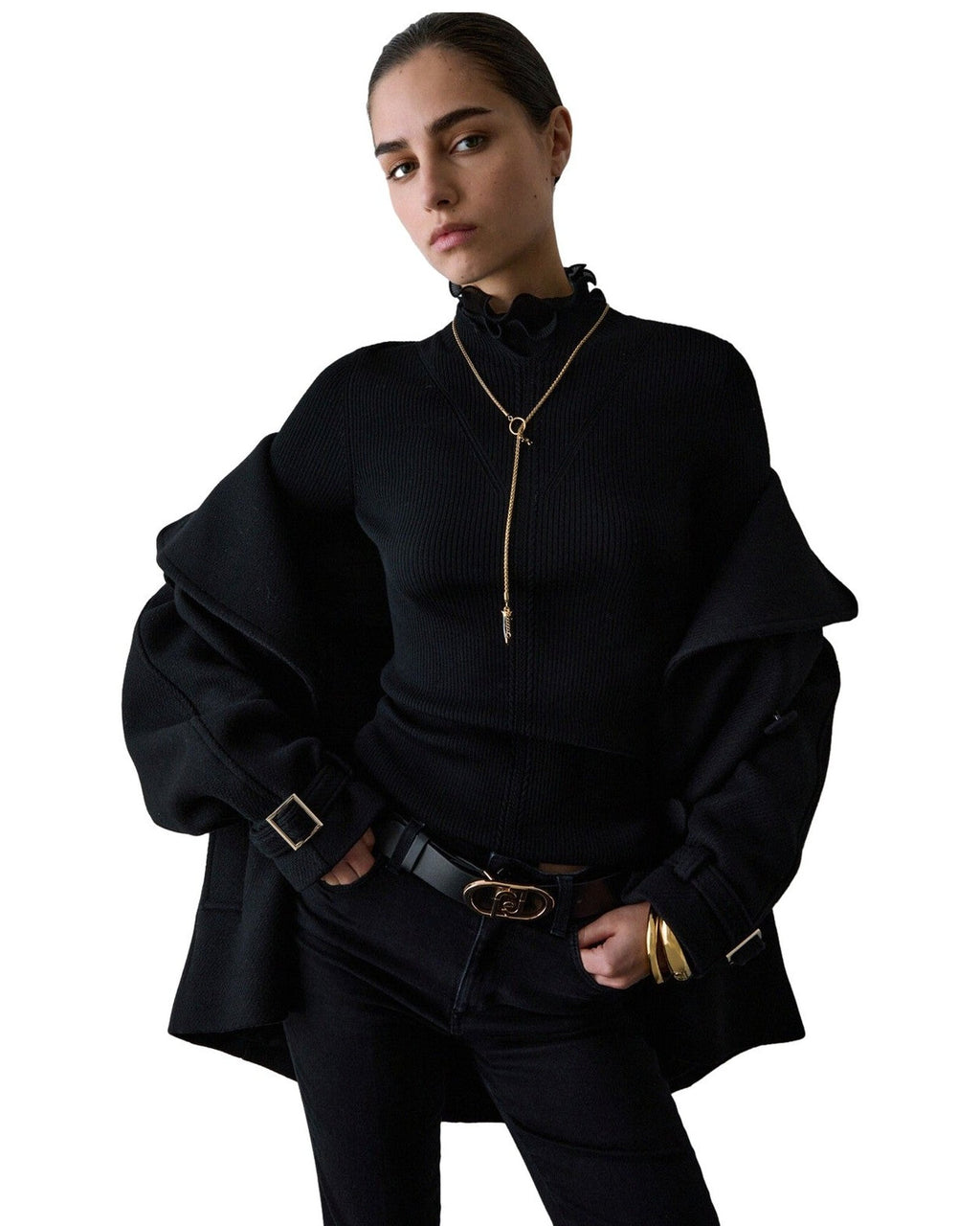 Maglie Donna Liu Jo - Maglia Chiusa M/L Rouches Tess CF6043 - Nero
