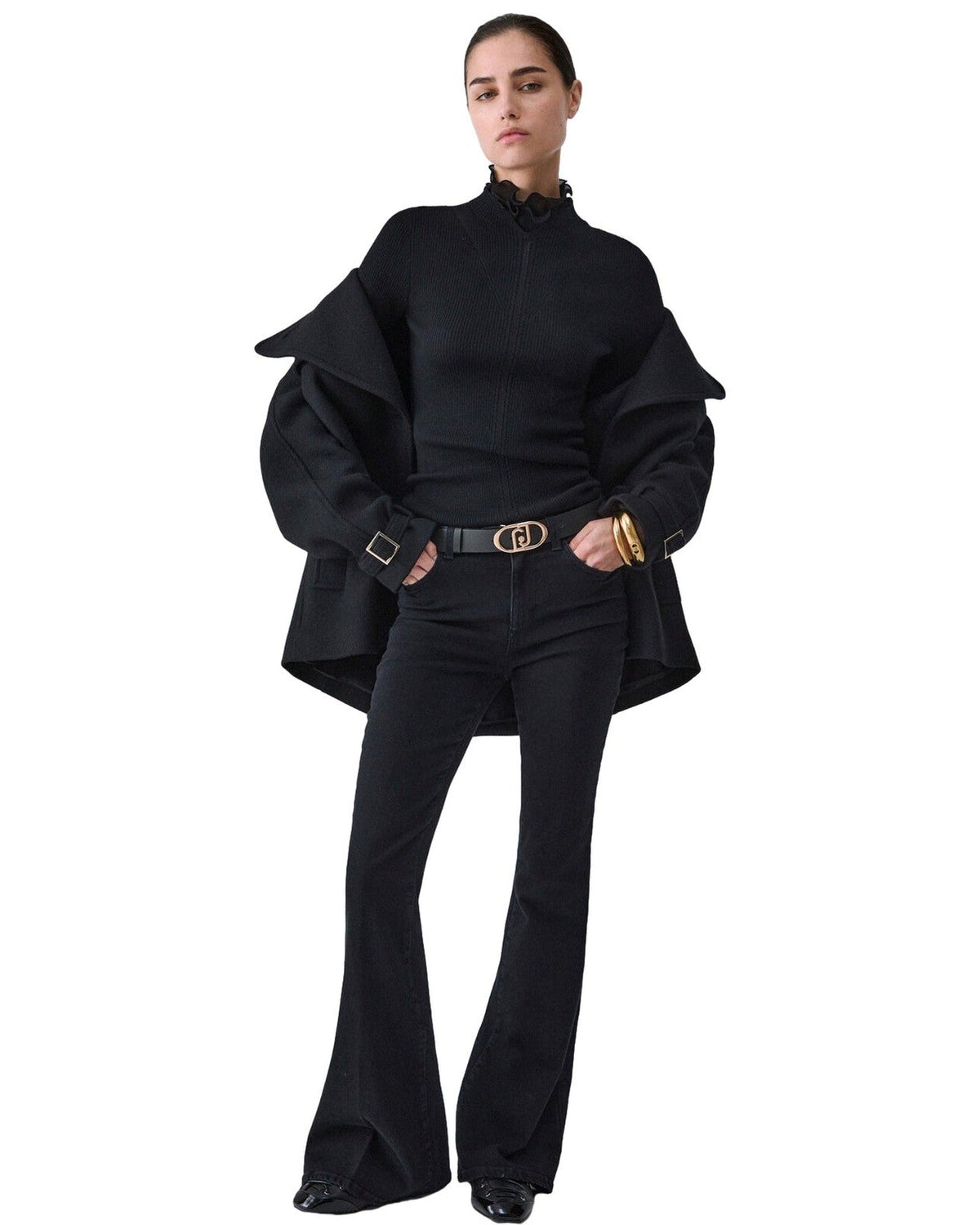 Maglie Donna Liu Jo - Maglia Chiusa M/L Rouches Tess CF6043 - Nero