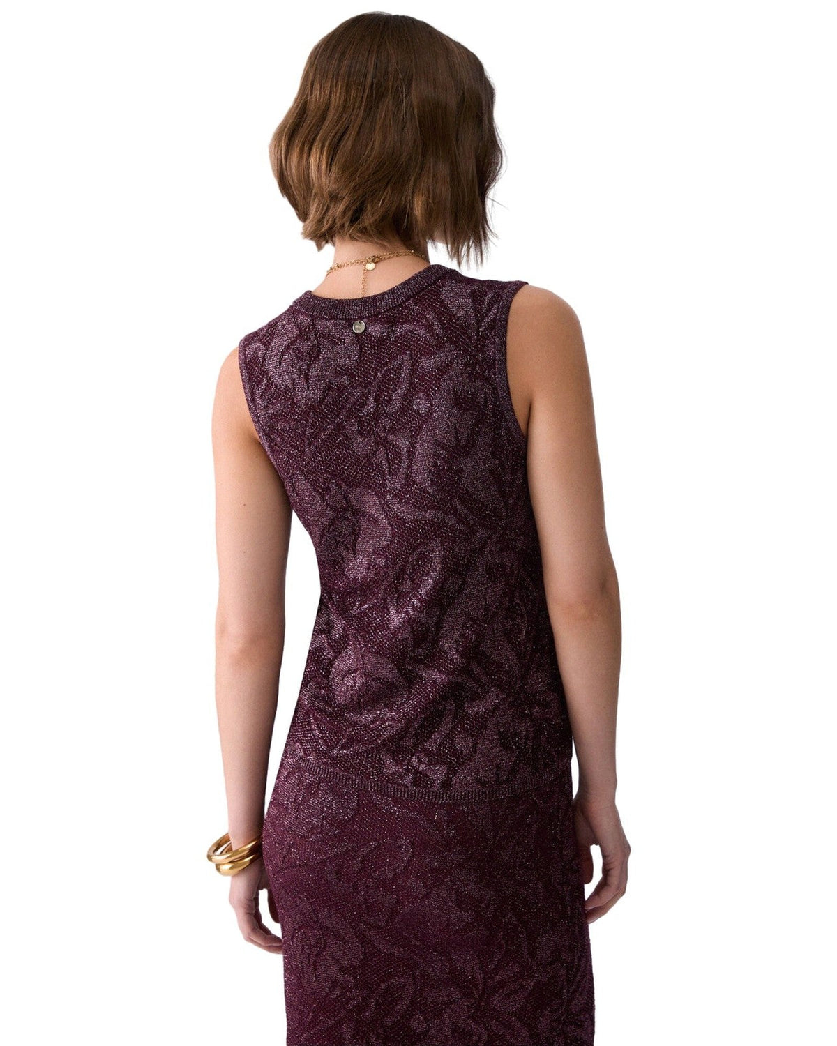 Canotte e top Donna Liu Jo - Maglia S/M In Lamé Punto Pizzo - Bordeaux