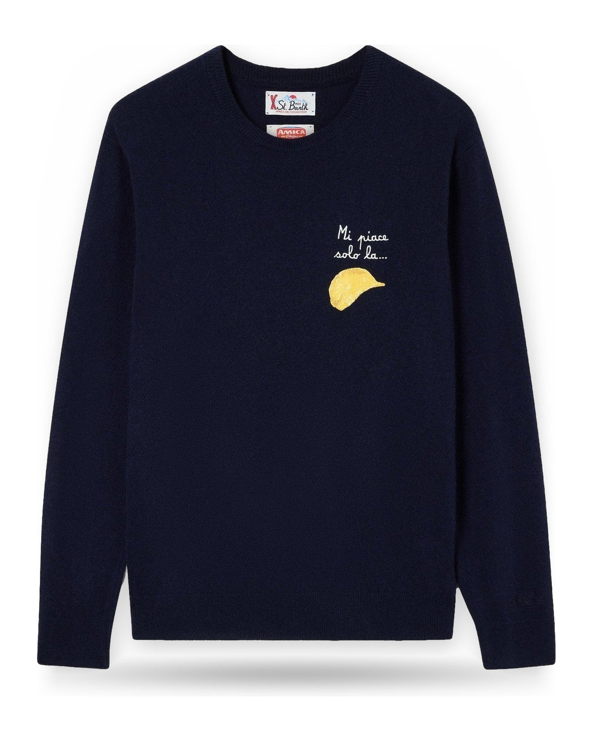 Maglioni Uomo Mc2 Saint Barth - Crew Neck Light Sweater Amica Chips Piace 61 - Blu Navy