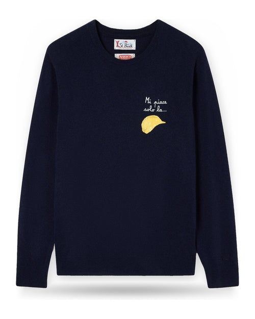 Maglioni Uomo Mc2 Saint Barth - Crew Neck Light Sweater Amica Chips Piace 61 - Blu Navy