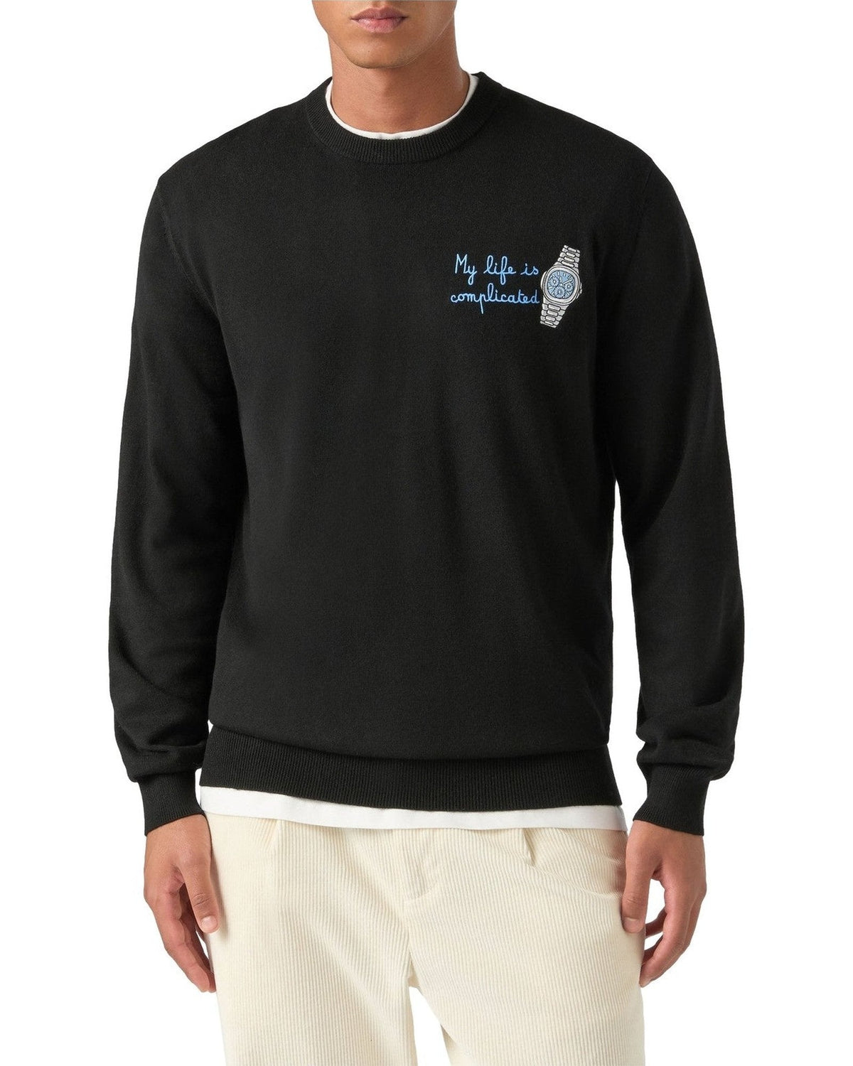 Maglioni Uomo Mc2 Saint Barth - Crew Neck Light Sweater Life Complicated 00 - Nero