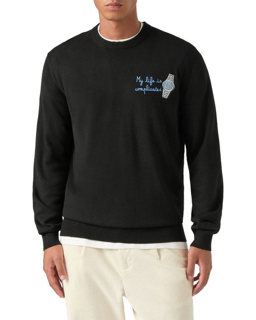 Maglioni Uomo Mc2 Saint Barth - Crew Neck Light Sweater Life Complicated 00 - Nero