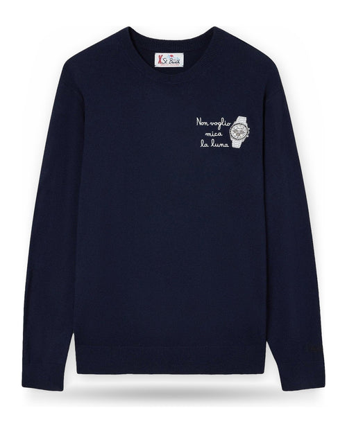 Maglioni Uomo Mc2 Saint Barth - Crew Neck Light Sweater Luna Watch 61 - Blu Navy