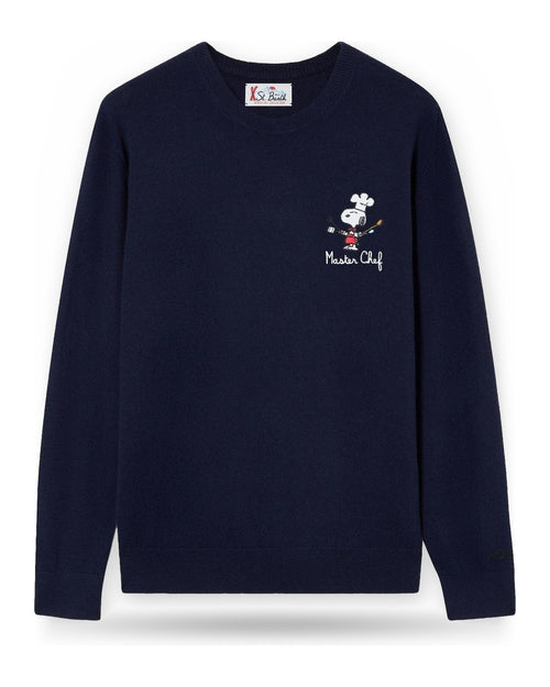 Maglioni Uomo Mc2 Saint Barth - Crew Neck Light Sweater Snoopy Master Chef Mini 61 - Blu Navy