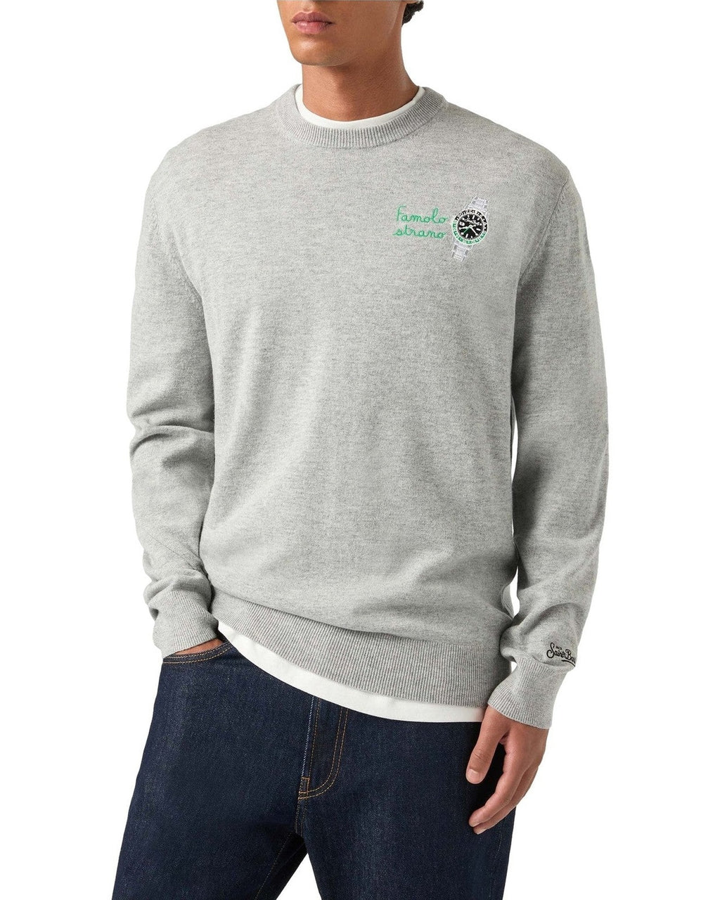 Maglioni Uomo Mc2 Saint Barth - Crew Neck Light Sweater Watch Strano 15ML - Grigio