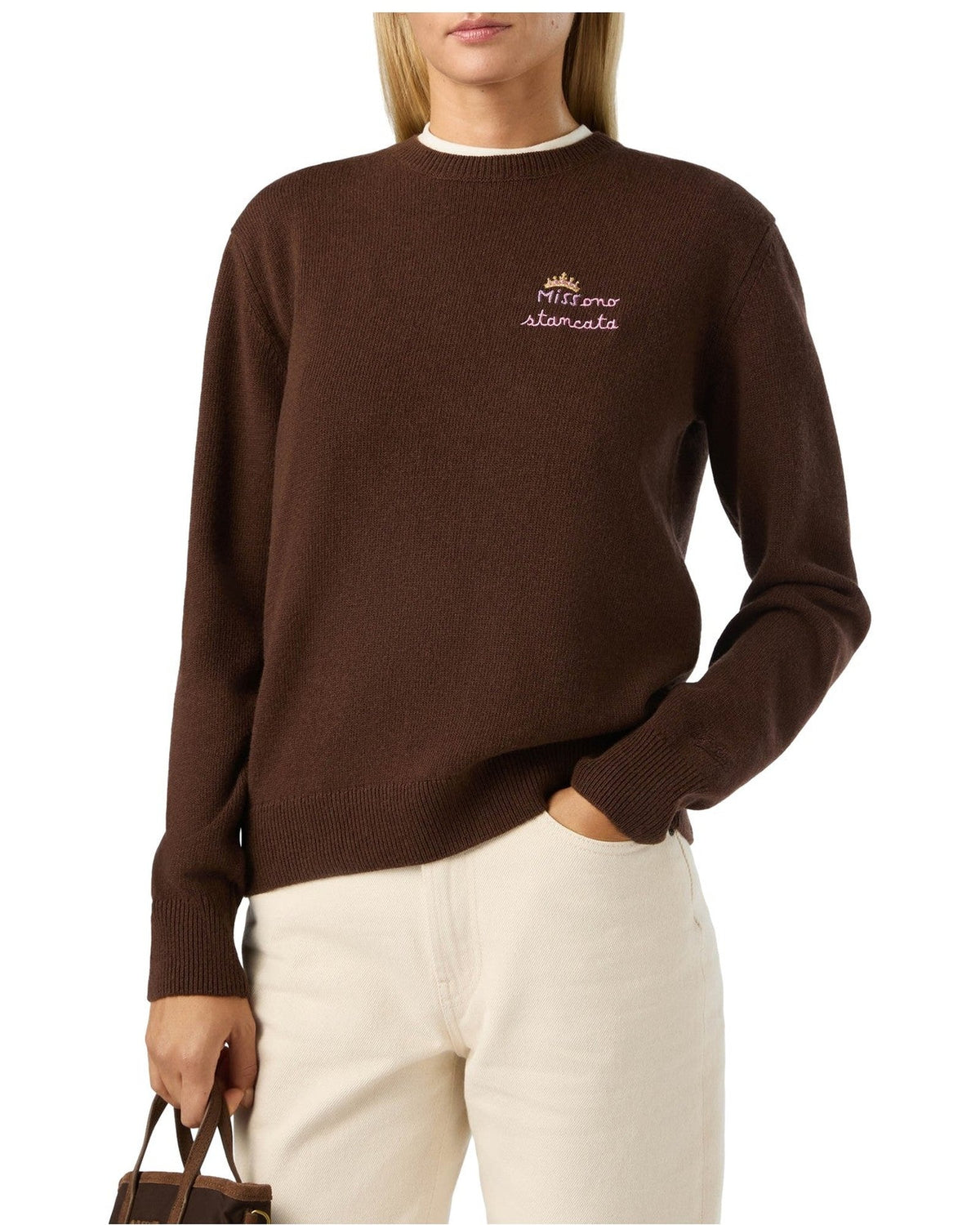 Maglioni Donna Mc2 Saint Barth - Crewneck Jumper Miss Stancata 18 - Marrone