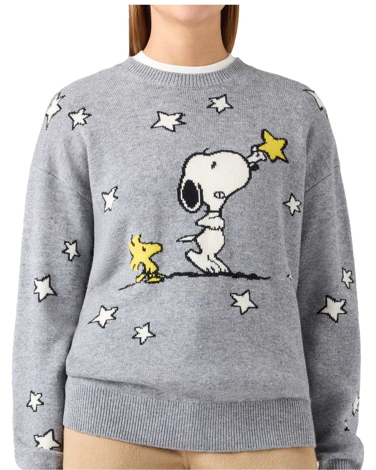 Maglioni Donna Mc2 Saint Barth - Crewneck Sweater Peanuts Touching Stars 15M - Grigio