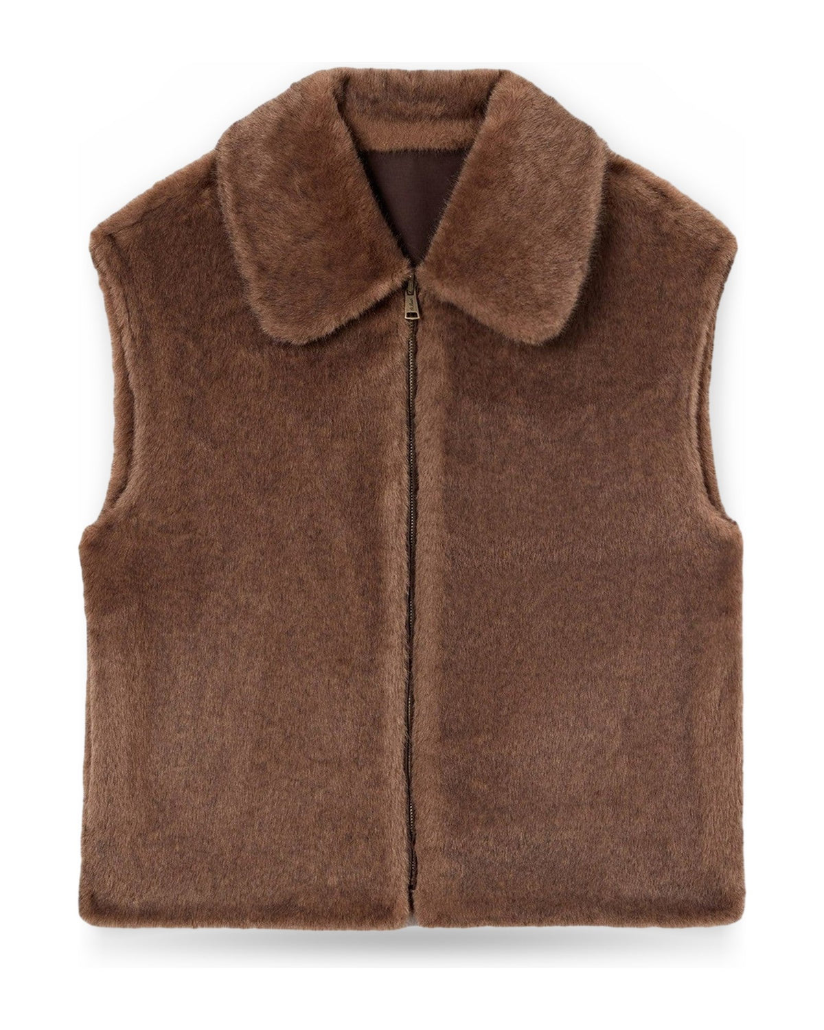 Gilet Donna Mc2 Saint Barth - Faux Shearling Gilet 18D Dark Brown SB Patch - Marrone